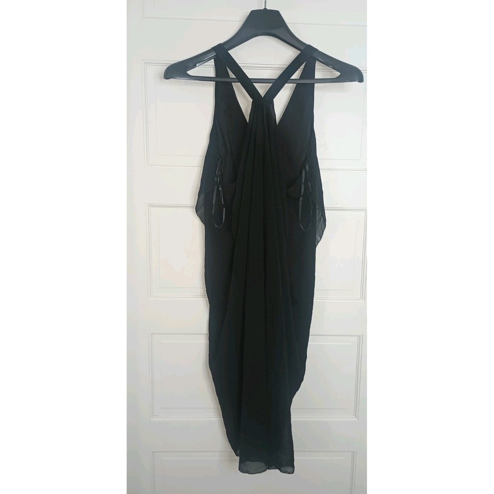 Bebe Shift Dress Women Size 6 Black Excellent Sheer Layered Hi-Low Gatsby